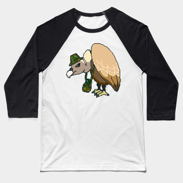 Vulture with camouflage pattern hat and water bottle Baseball T-Shirt by TheAlbinoSnowman